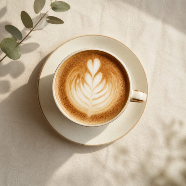 Cappuccino z delikatnym latte art