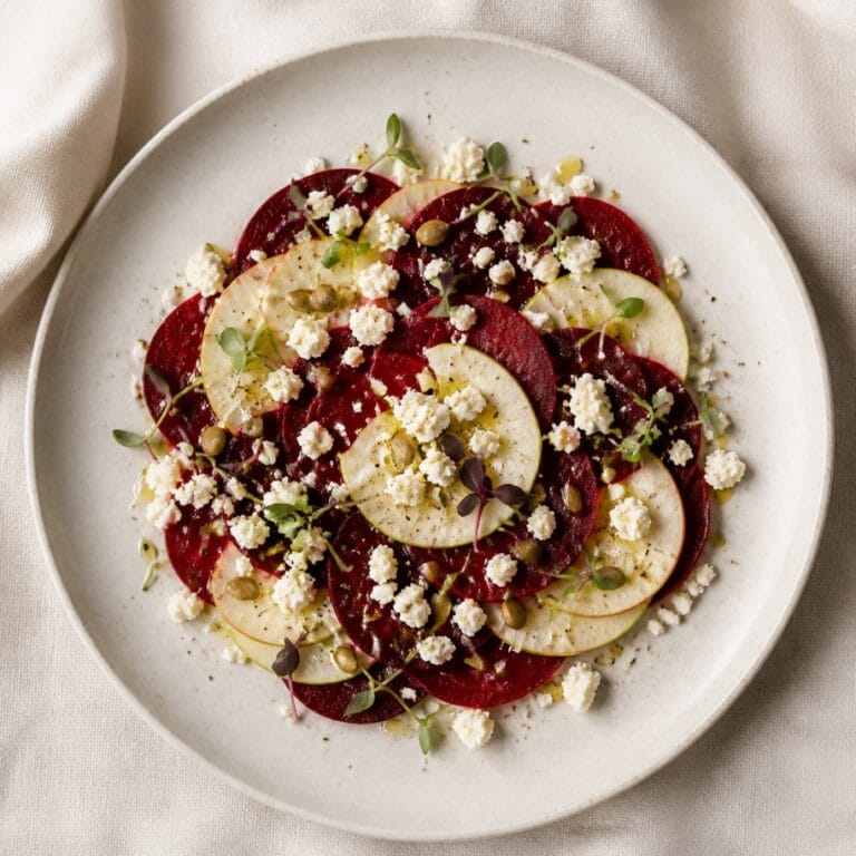 Carpaccio z buraka z fetą i jabłkiem